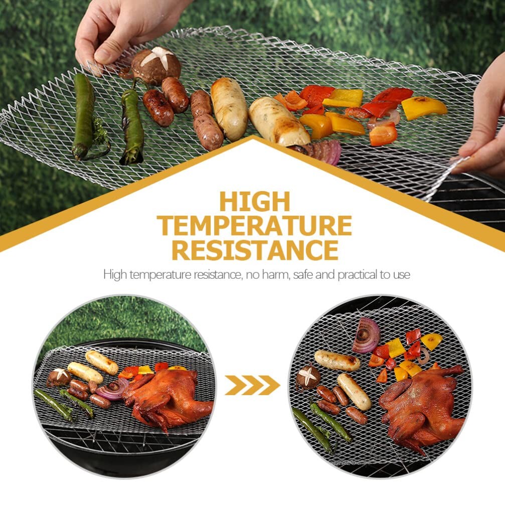 20Pcs Disposable BBQ Grill Topper 15.27X12.00 Inch Non-Stick Aluminum Mesh Ma…