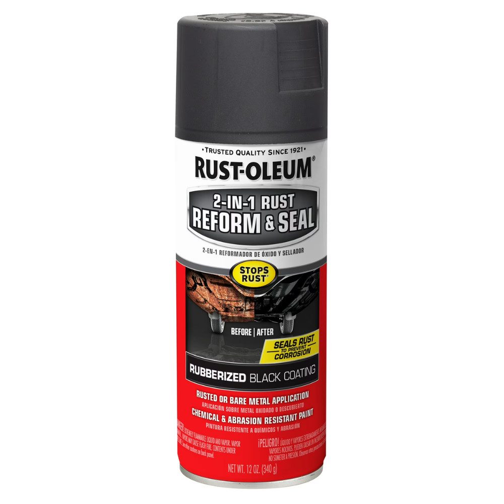 (2 Pack) Black, Rust-Oleum Stops Rust 2 In 1 Rust Reform and Seal Spray, 12 Oz