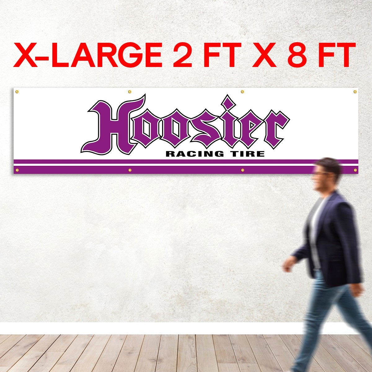 Hoosier Racing Tires Banner Flag Big 2×8 feet Tire Shop Store Mechanic Garage