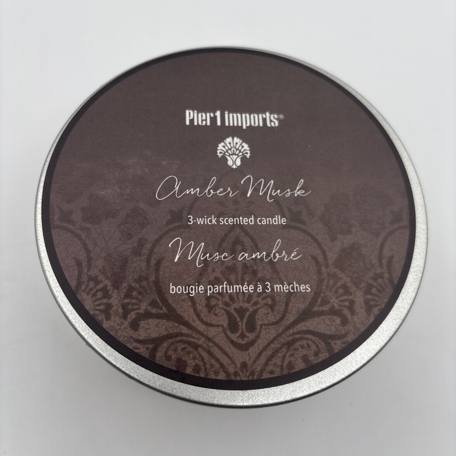 Pier 1 Imports AMBER MUSK. N A 3 Wick Candle 14oz. Amber Glass Discontinued NEW