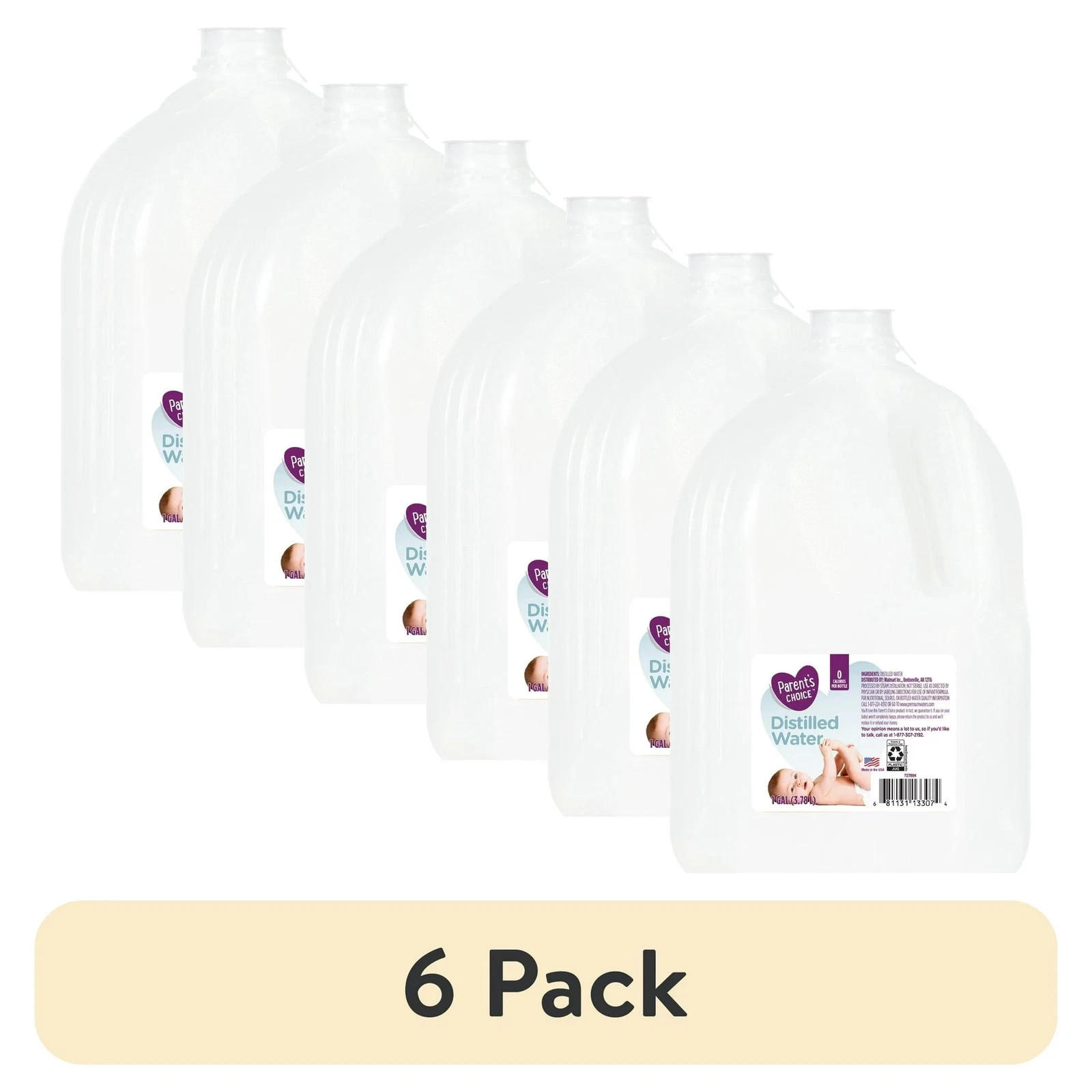 6 pack Parent’s Choice Distilled Water, 1 Gallon