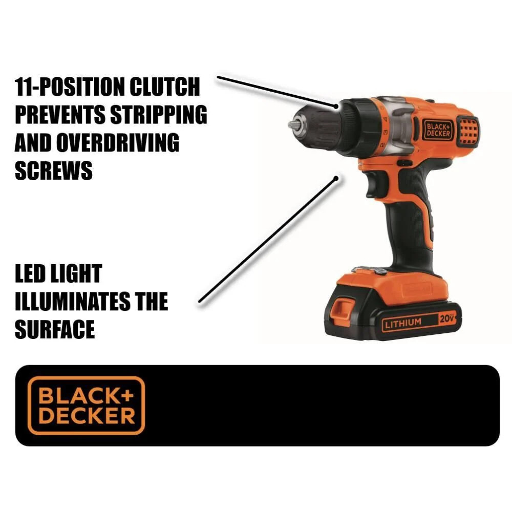 BLACK+DECKER 20V MAX* Cordless Drill/Driver Variable Speed – LDX220C