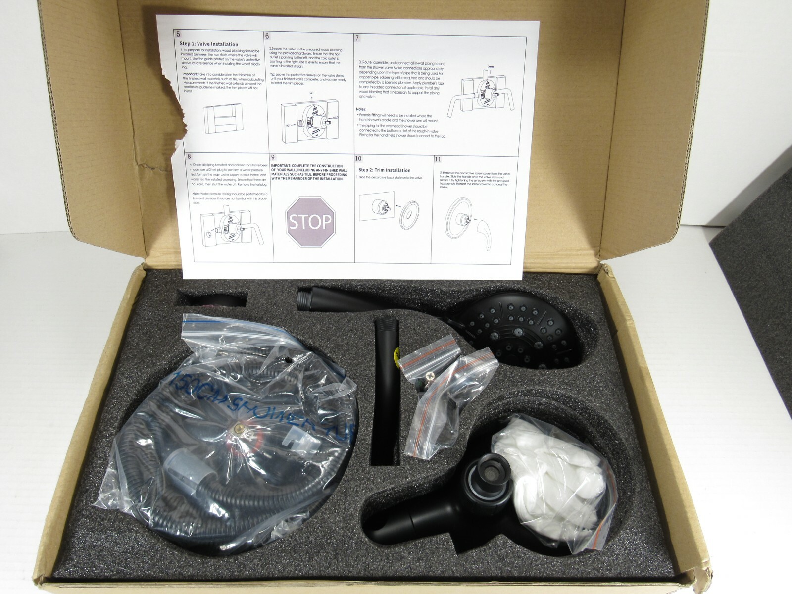 Boyel Living 5-Spray Patterns 4.72 in. Wall Mount Dual Shower Heads Black