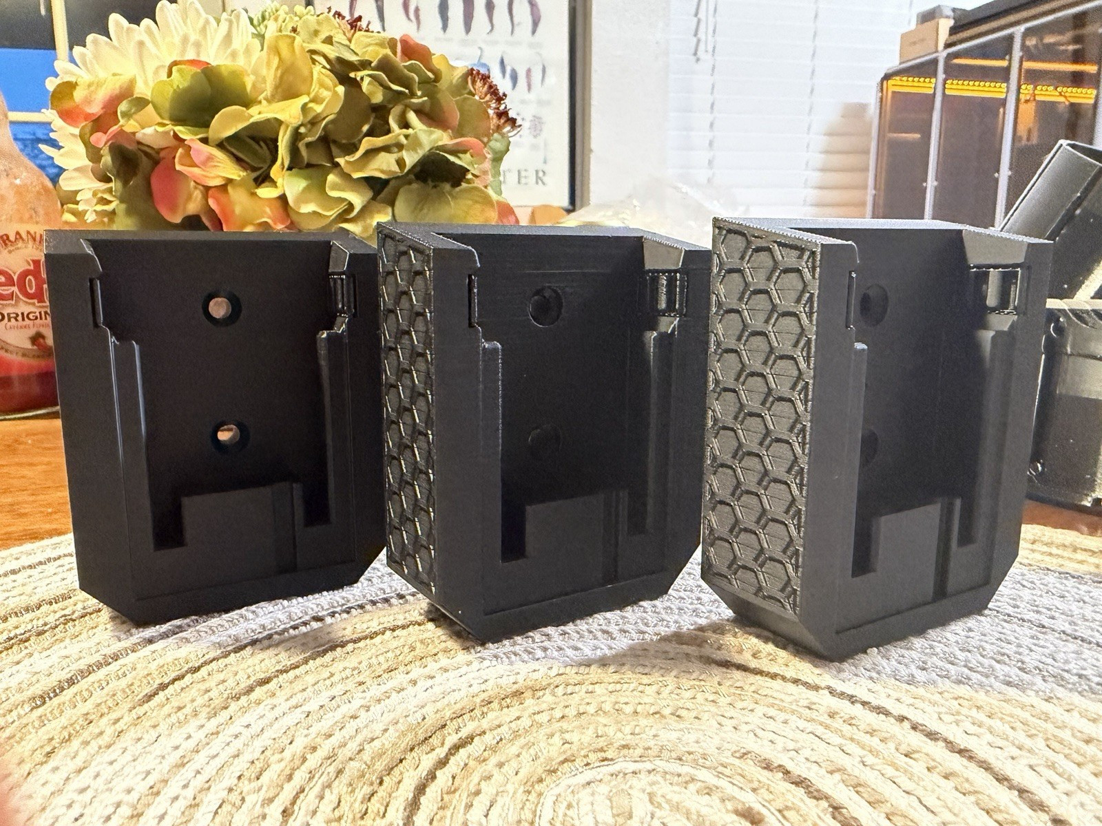 Wall Mounted Tool Battery Holder Organizers, Black 3-Pack Tool Storage Accessory