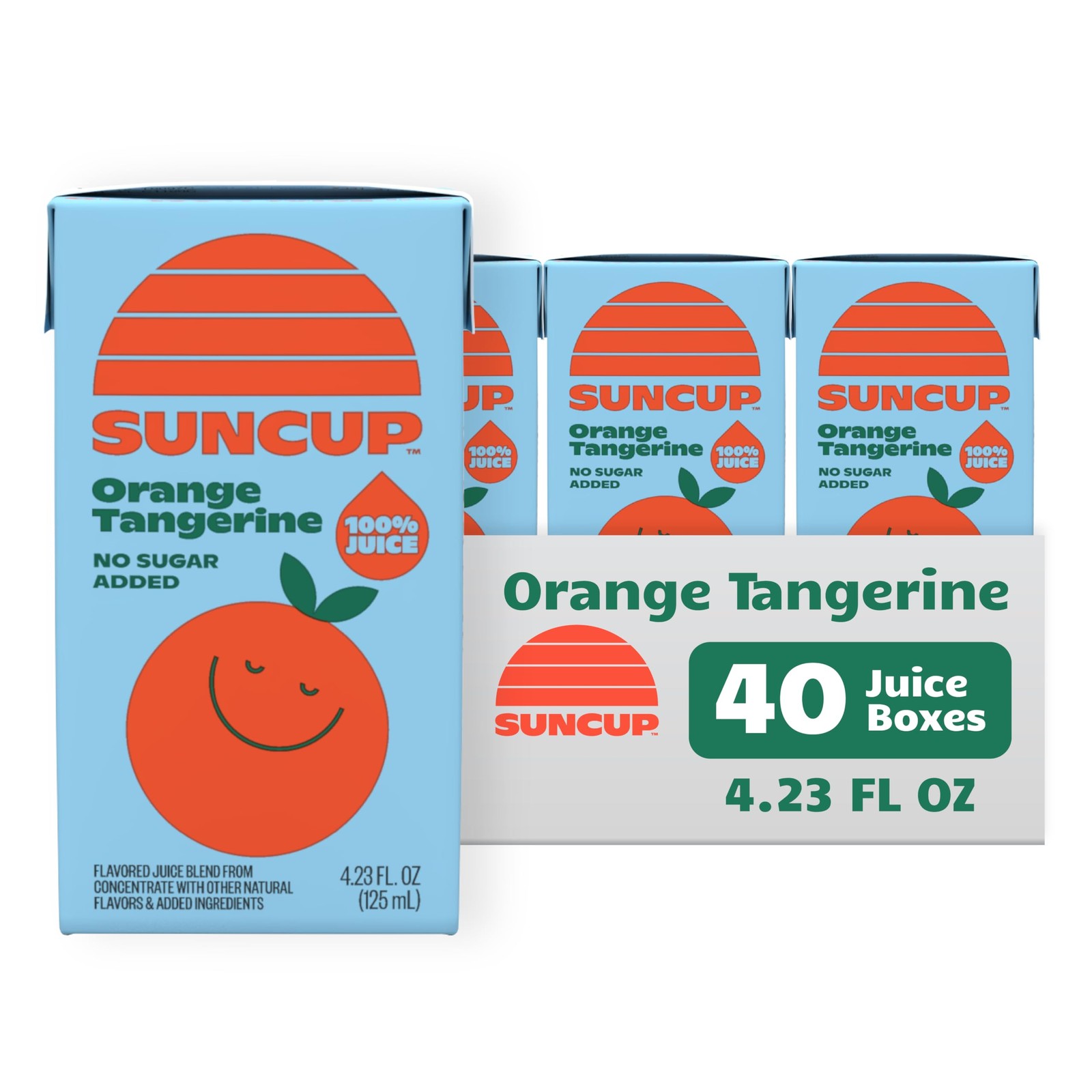 SunCup Orange Tangerine 100% Juice Boxes 4.23 oz 40 Pack Kids Smart Snacks