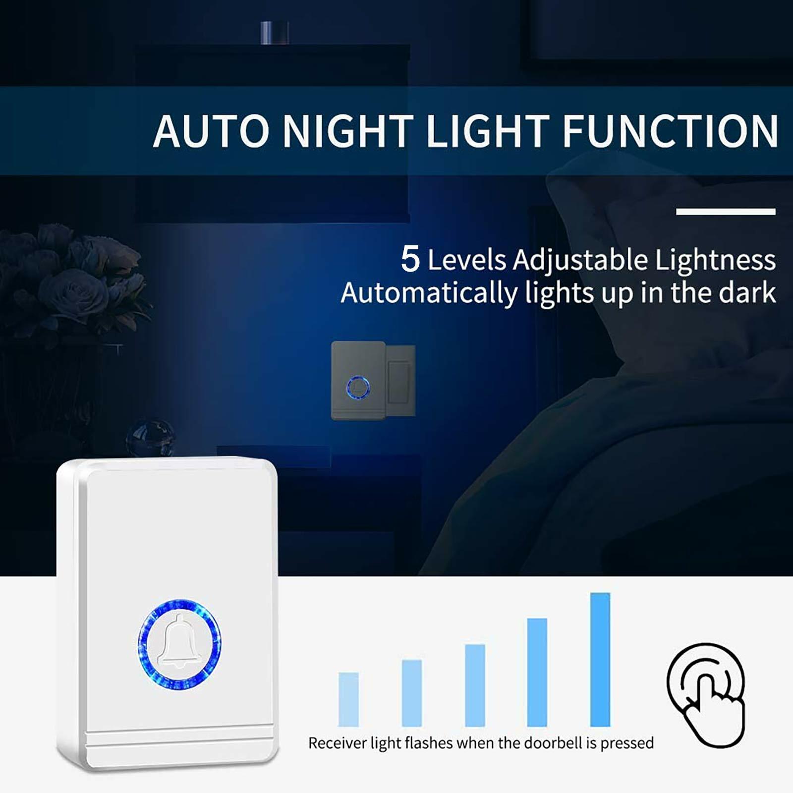 Door Open Sensor Chime 2 Magnetic Sensor Wireless Alarm 48 Chime 1300ft for Home