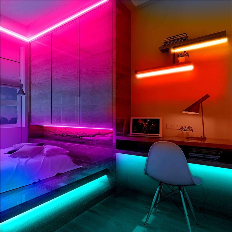 50FT Waterproof LED Strip Lights, APP & Voice Control, RGB Outdoor Indoor Lights