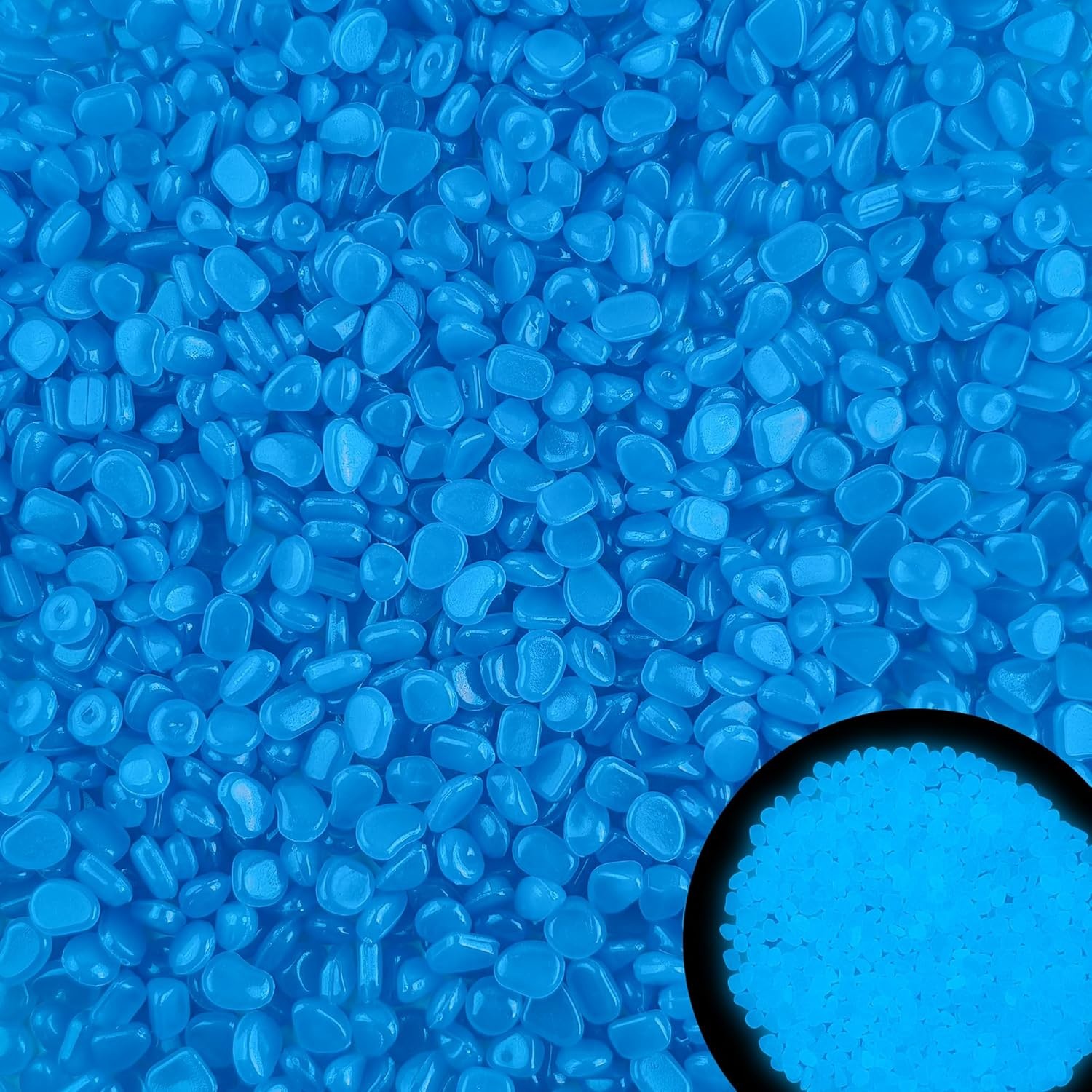 Glow in the Dark Blue Rocks Outdoor Landscaping 3000pc Phosphorescent Garden