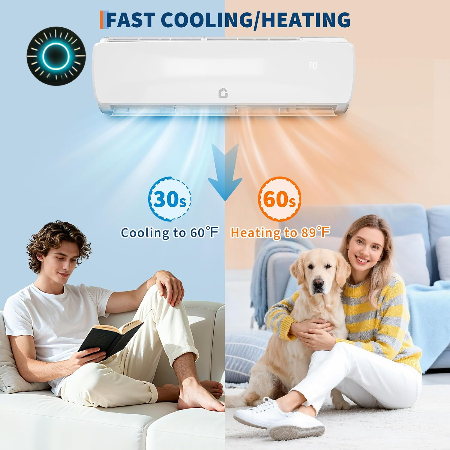 12,000 BTU Mini Split AC/Heating System 19 SEER2 230V Ductless Split-System …