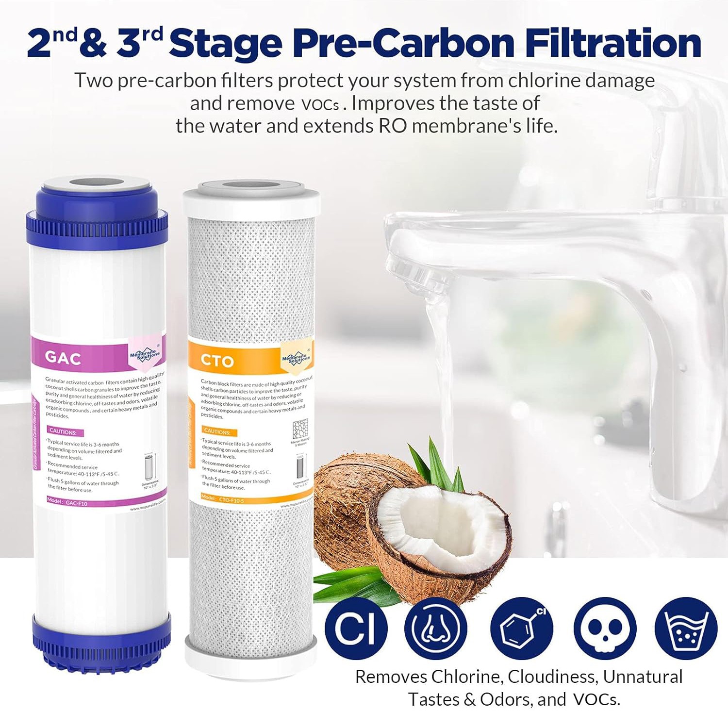 5 Stage Reverse Osmosis Water Filter Set with 36/50/75/100/150 GPD RO Membrane