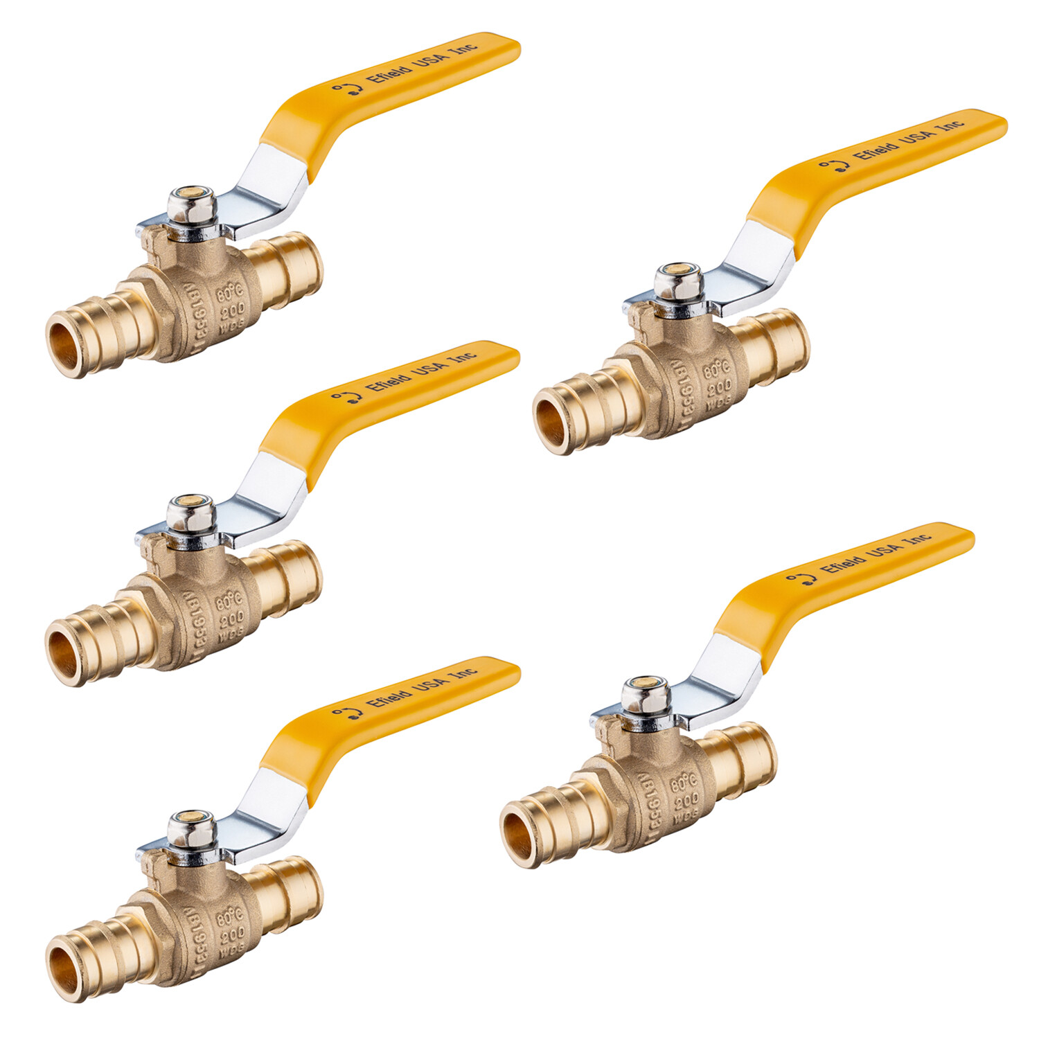 EFIELD 5 PCS 1-INCH PEX FULL PORT SHUT OFF BALL VALVE , LEAD FREE BRASS