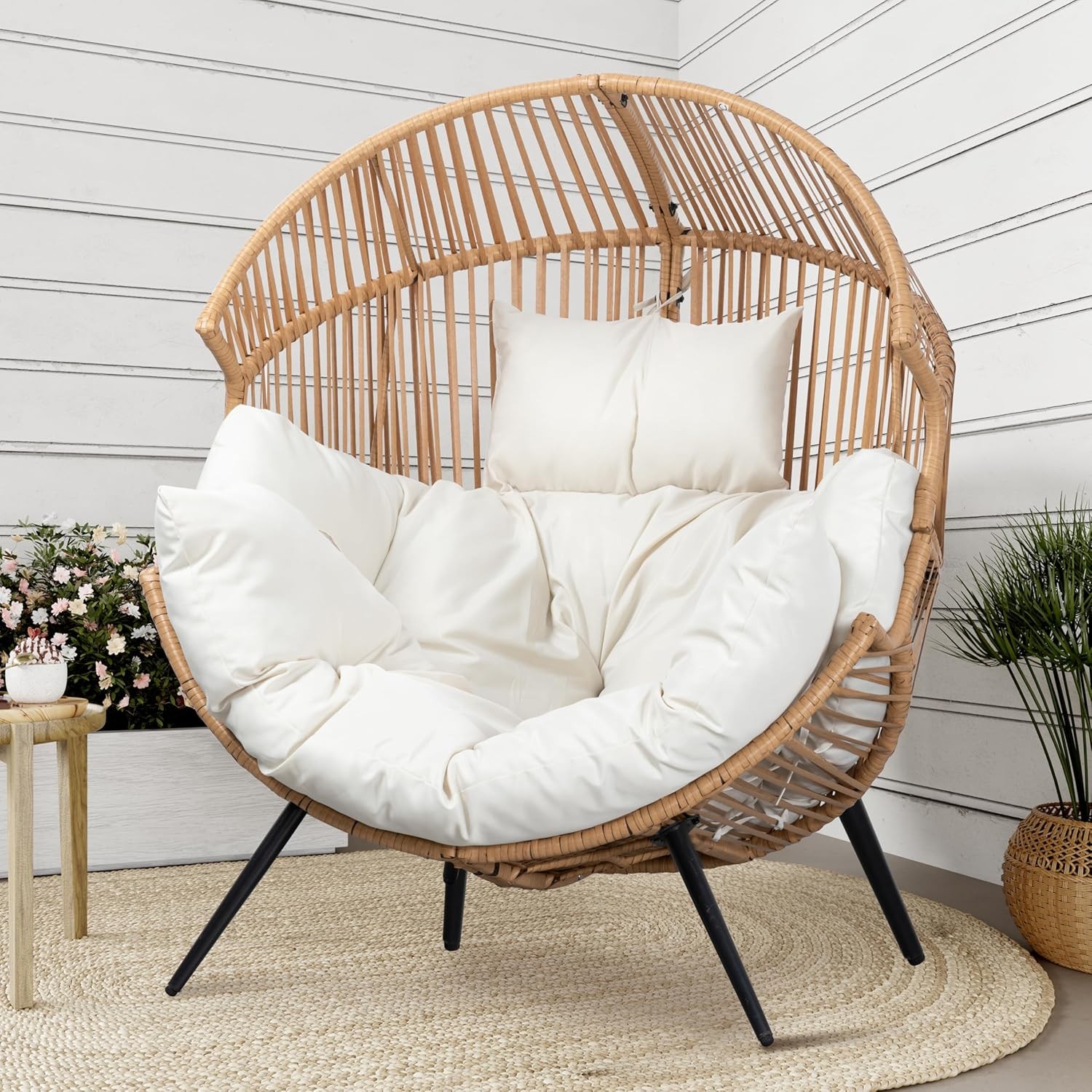 Garvee Oversized Egg Chair for Outdoor,Modern Rattan Hanging Chair,Swing Chair