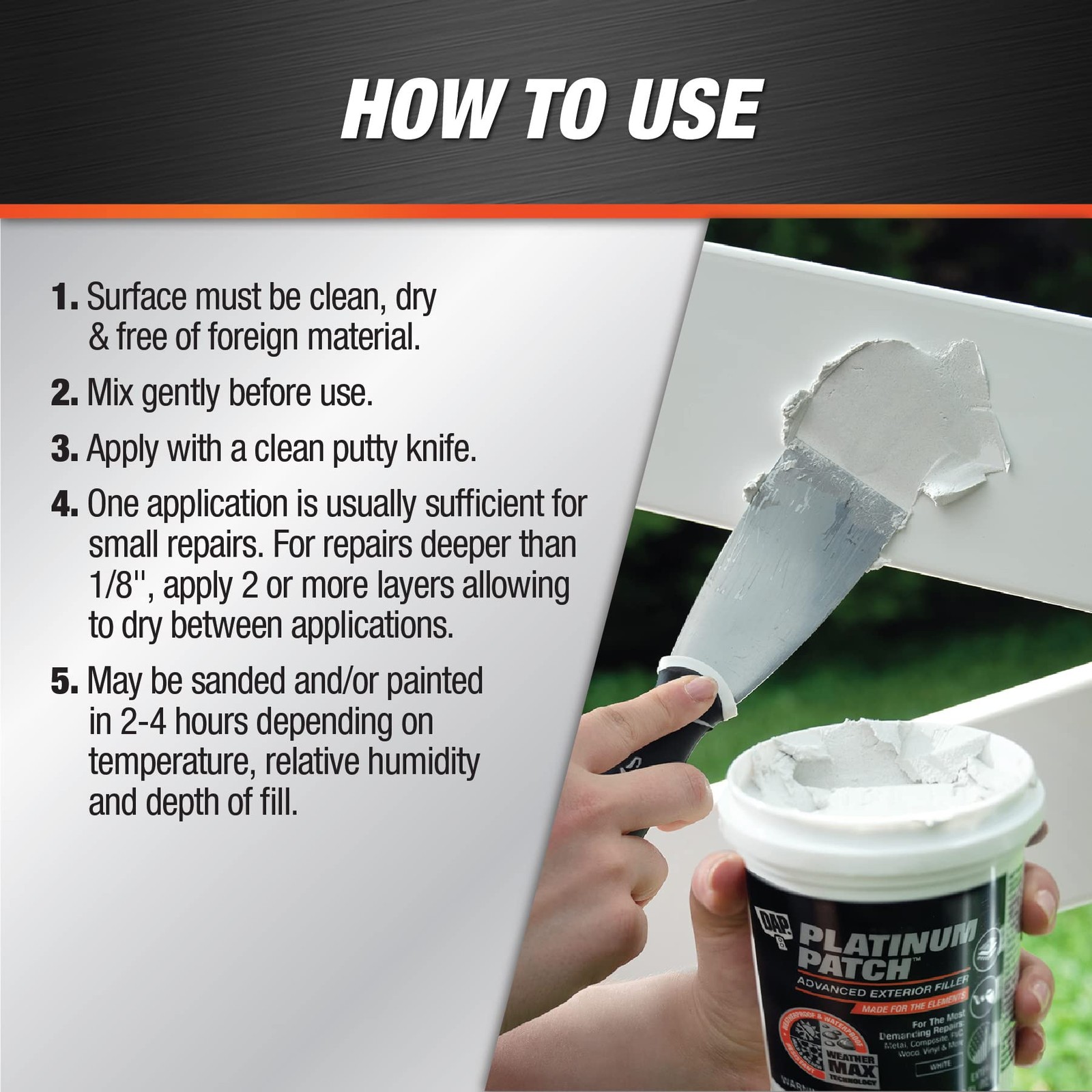 DAP 7079818787 Platinum Patch Advanced Qt Raw Building 1 quarts, White