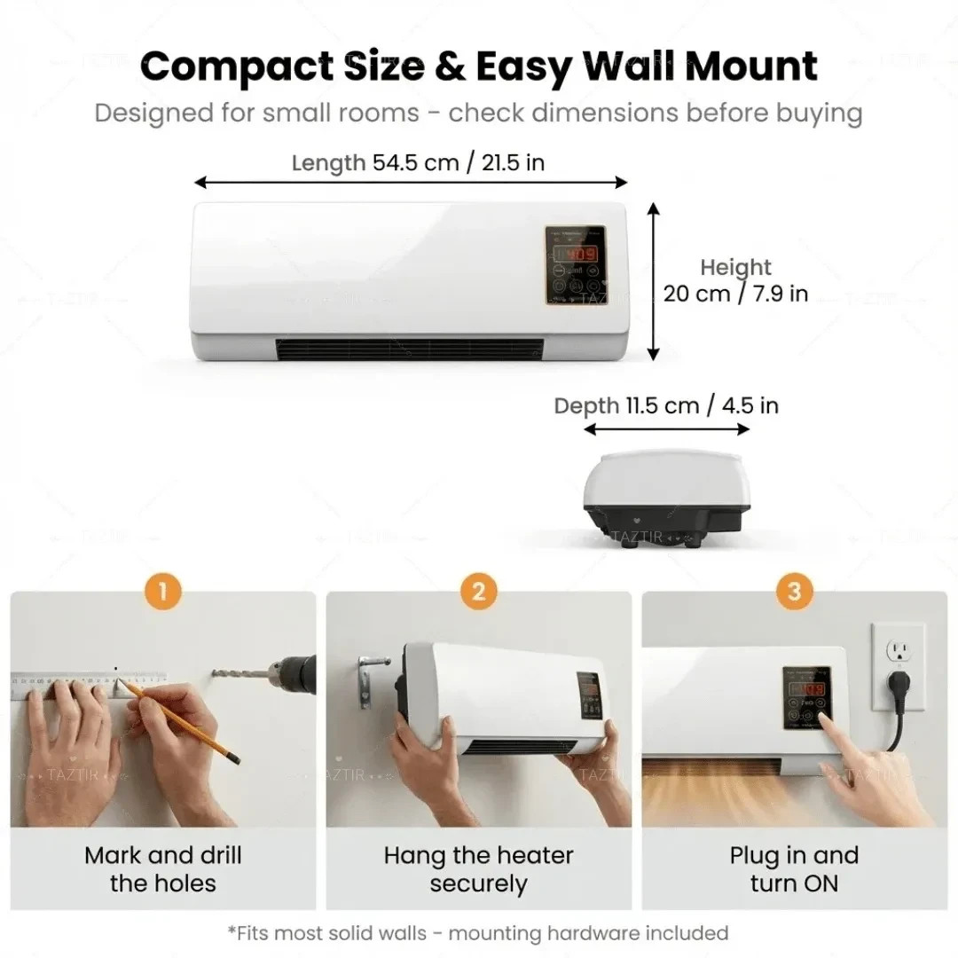 2-in-1 1800W Portable Small Wall Mounted Electric Heater and Air Conditioner