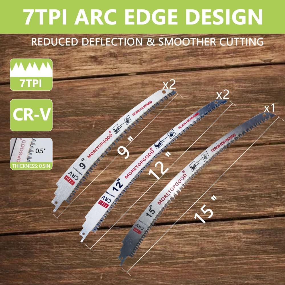 9″/12″/15″ Arc Edge Reciprocating Saw Blade, 7TPI Japanese Teeth with Curved Edg