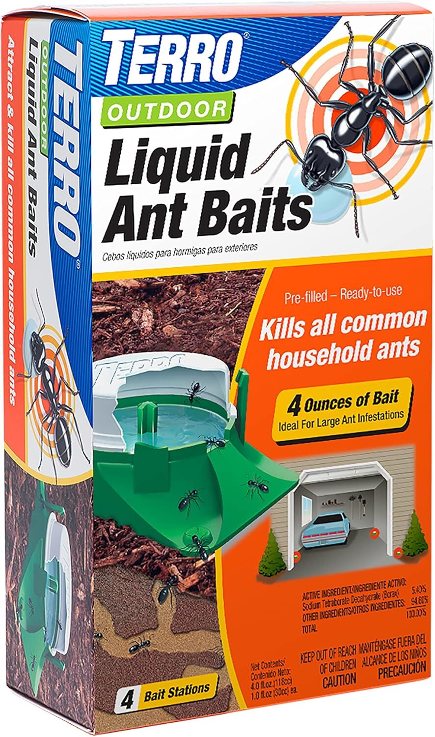 TERRO T1804-6 Outdoor Ready-to-Use Liquid Ant Bait Killer Traps – 4 Pack
