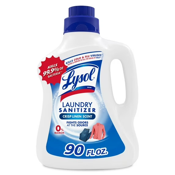 Lysol Laundry Sanitizer Additive, Bacteria-Causing Laundry Odor Eliminator, 90oz