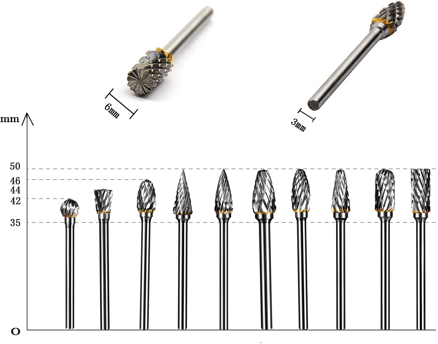 20-PACK Tungsten Solid Carbide Rotary Burr Set Cutting Burrs 1/8 for Dremel Tool