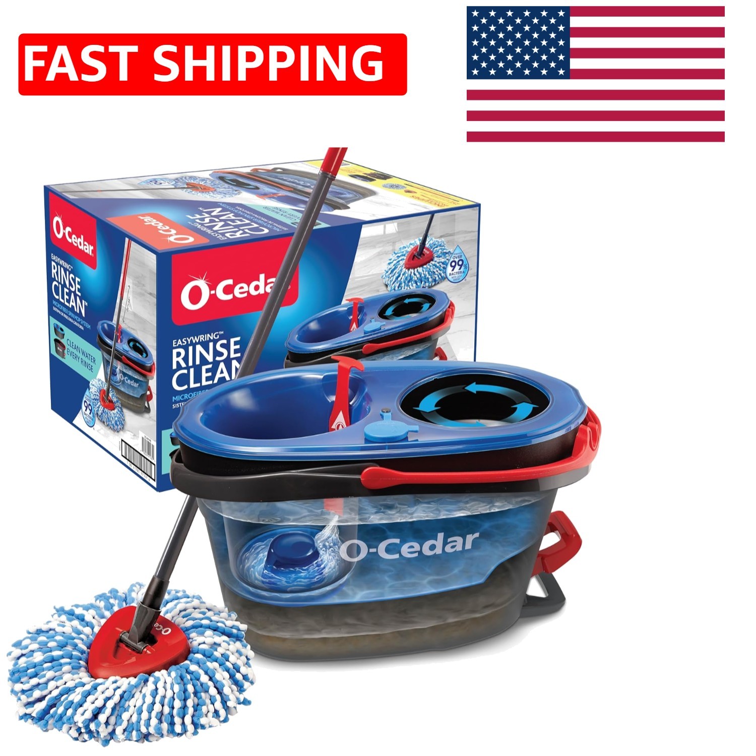 O-Cedar RinseClean Spin Mop & Bucket System | Clean with Clean Water | Remove…