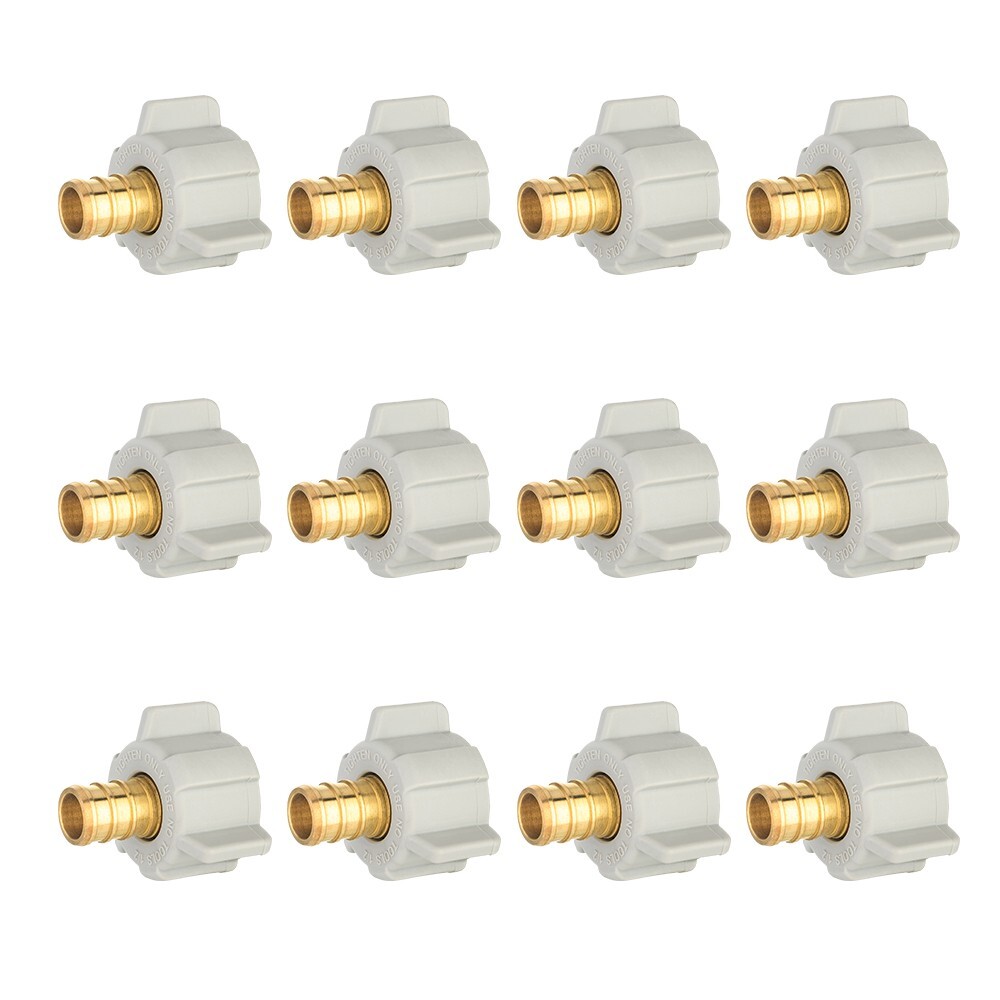 EFIELD 12 PCS 1/2″ PEX X 1/2″ FEMALE NPT THREADED SWIVEL BRASS CRIMP FITTINGS