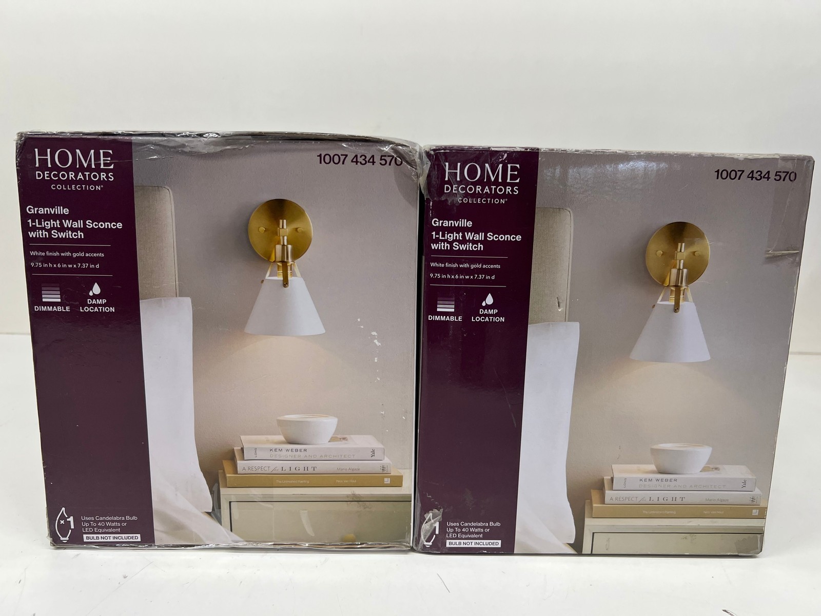 2pk Home Decorators Granville Gold & White Wall Sconce 1-Light Wall Sconce