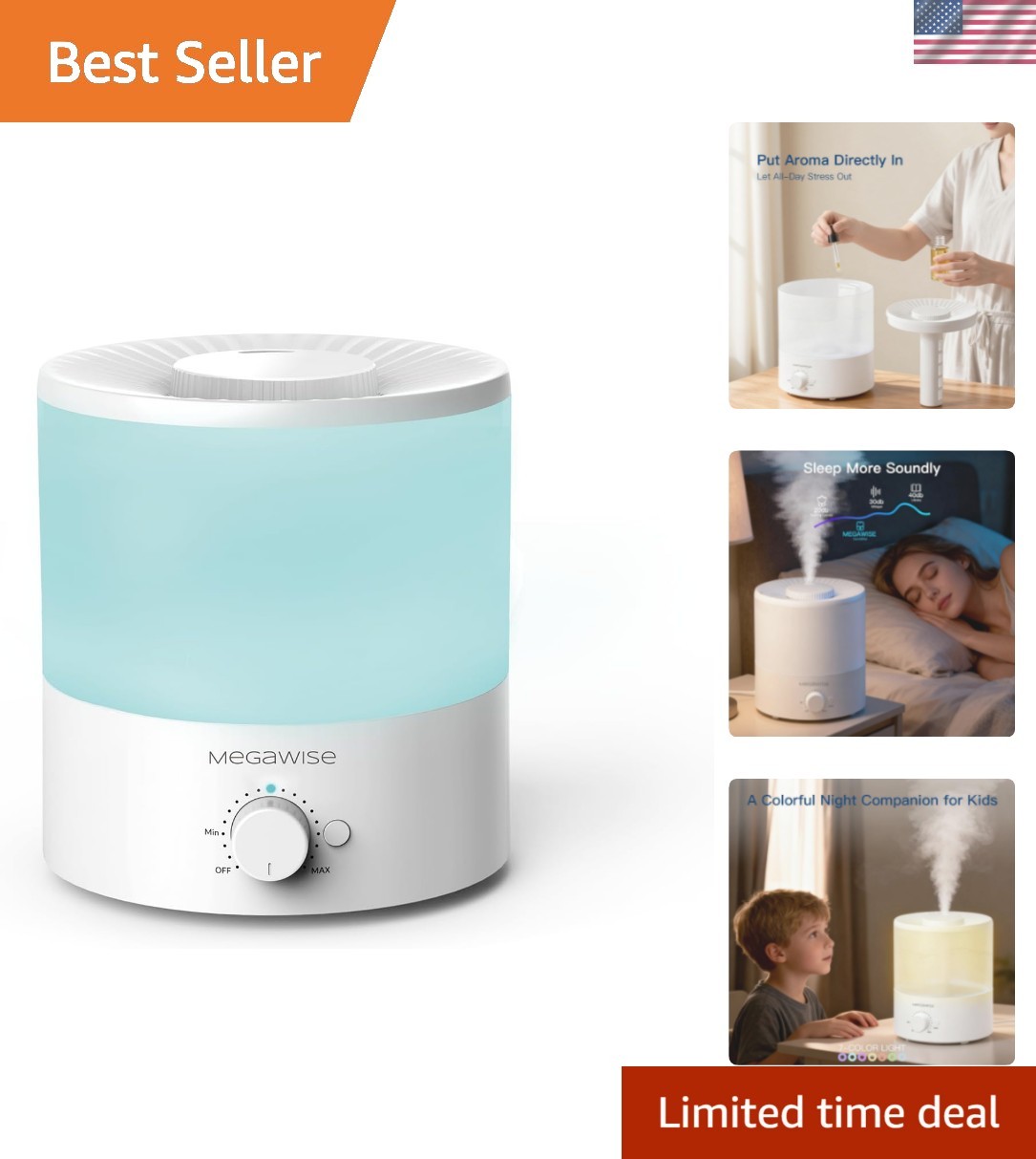 Adjustable Mist 1.5L Cool Mist Humidifier for Bedroom & Office – 10 Hours Use