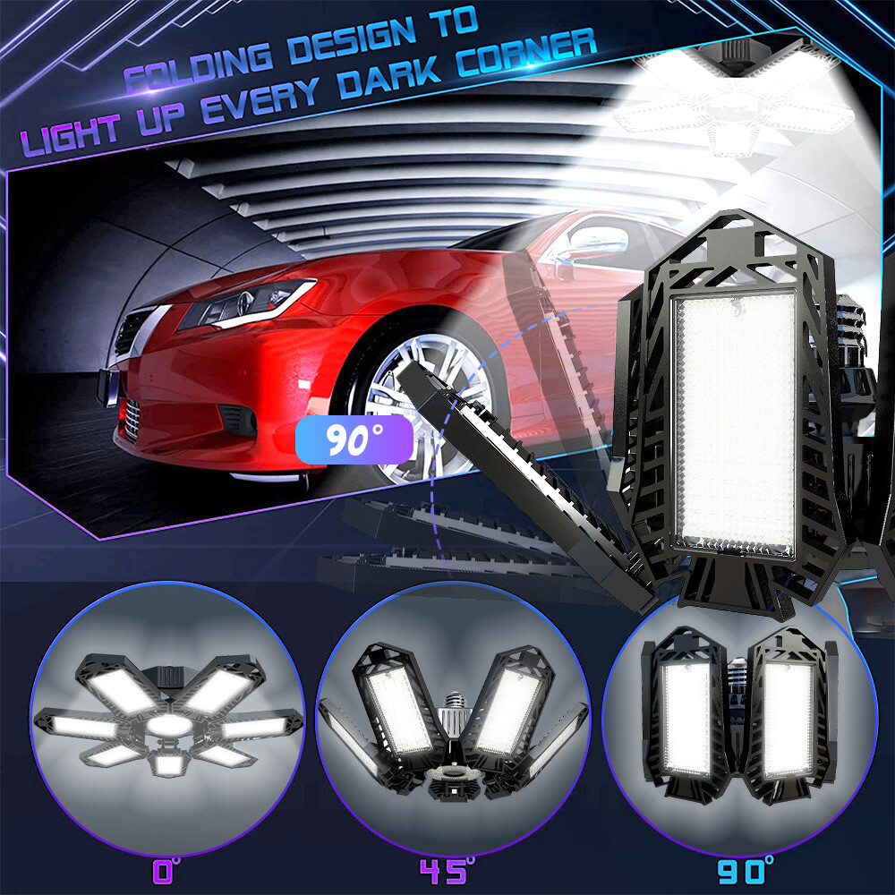12000000LM LED Garage Light Super Bright Work Shop Ceiling Light Deformable HR