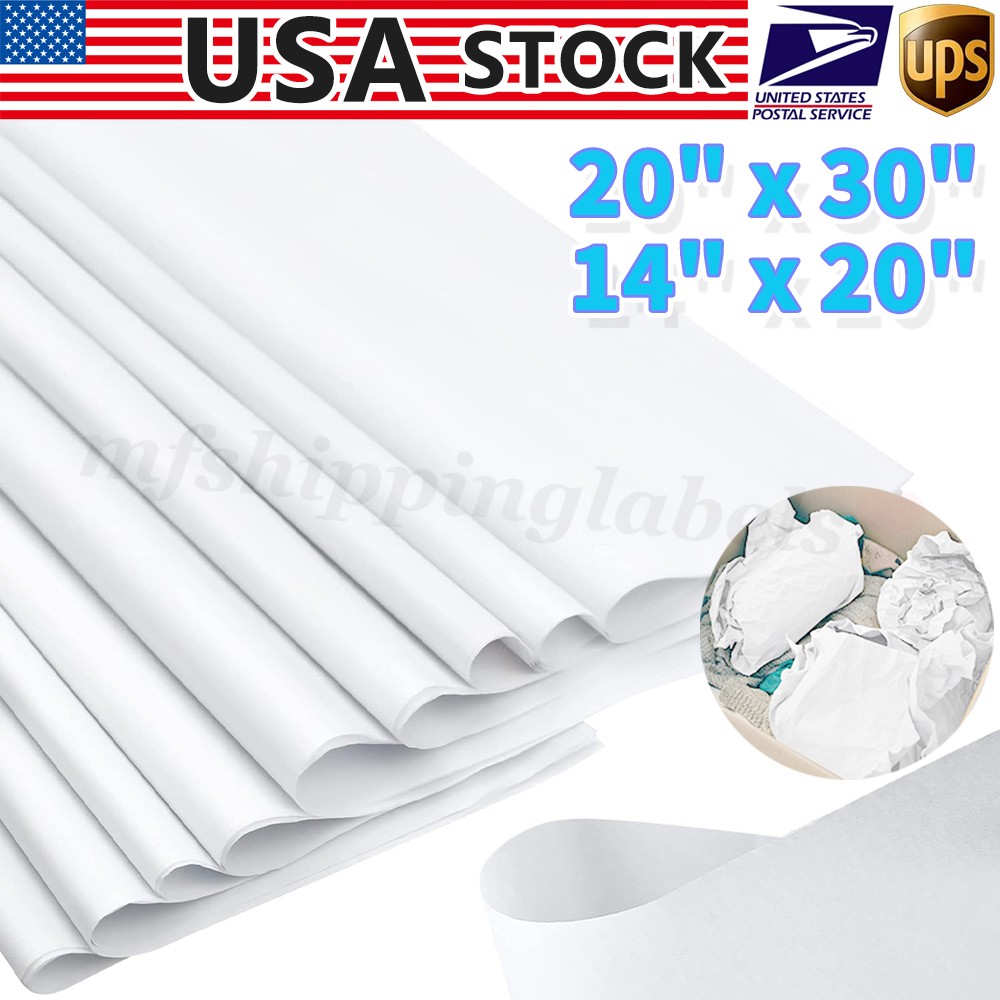 White Tissue Paper Bulk 14″x20″ 20″x30″ Wrapping Packing Cushioning Void Fill US