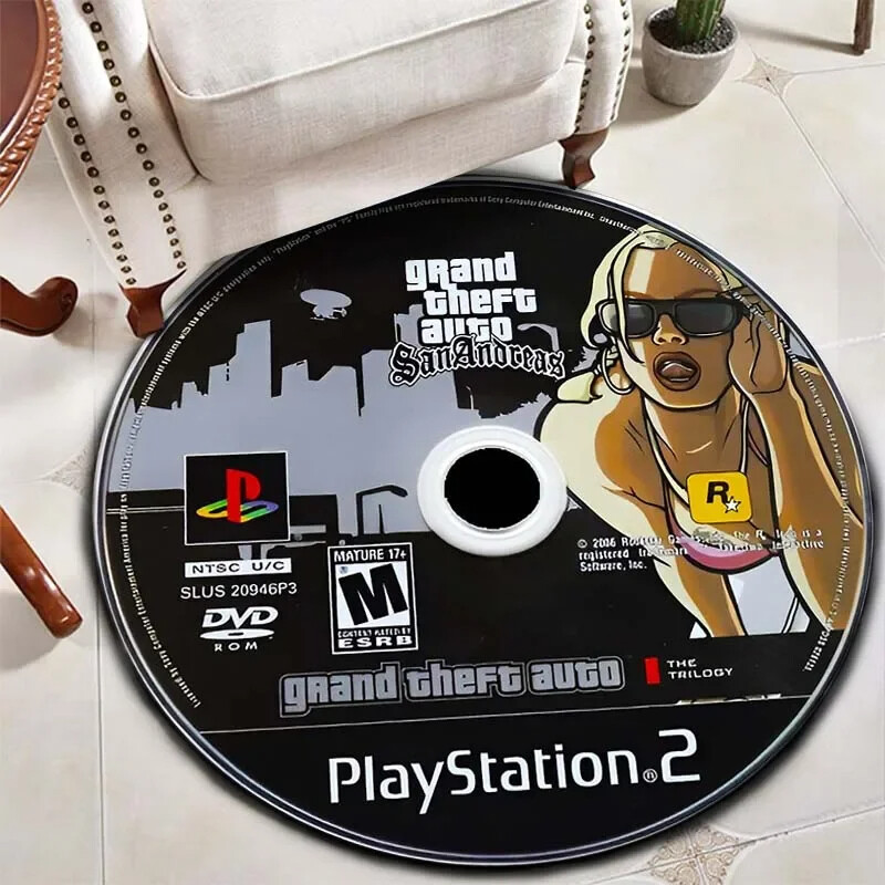 Game CD Carpet Game Room Decor Disc Round Sofa Mat video game CD Rug