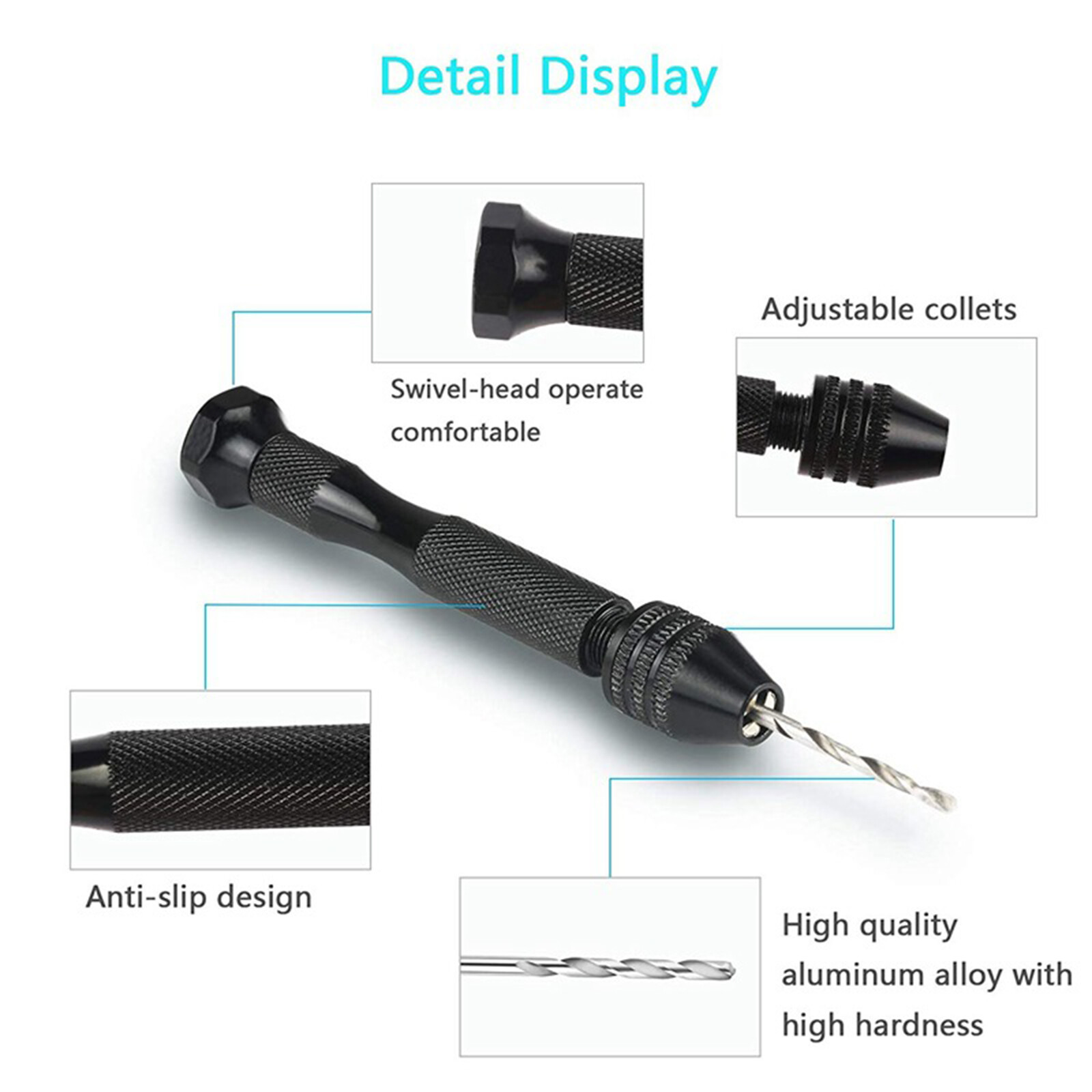 26 Pcs Mini Micro Drill Hand Bits Set Small Manual Keyless Chuck Pin Vise Rotary