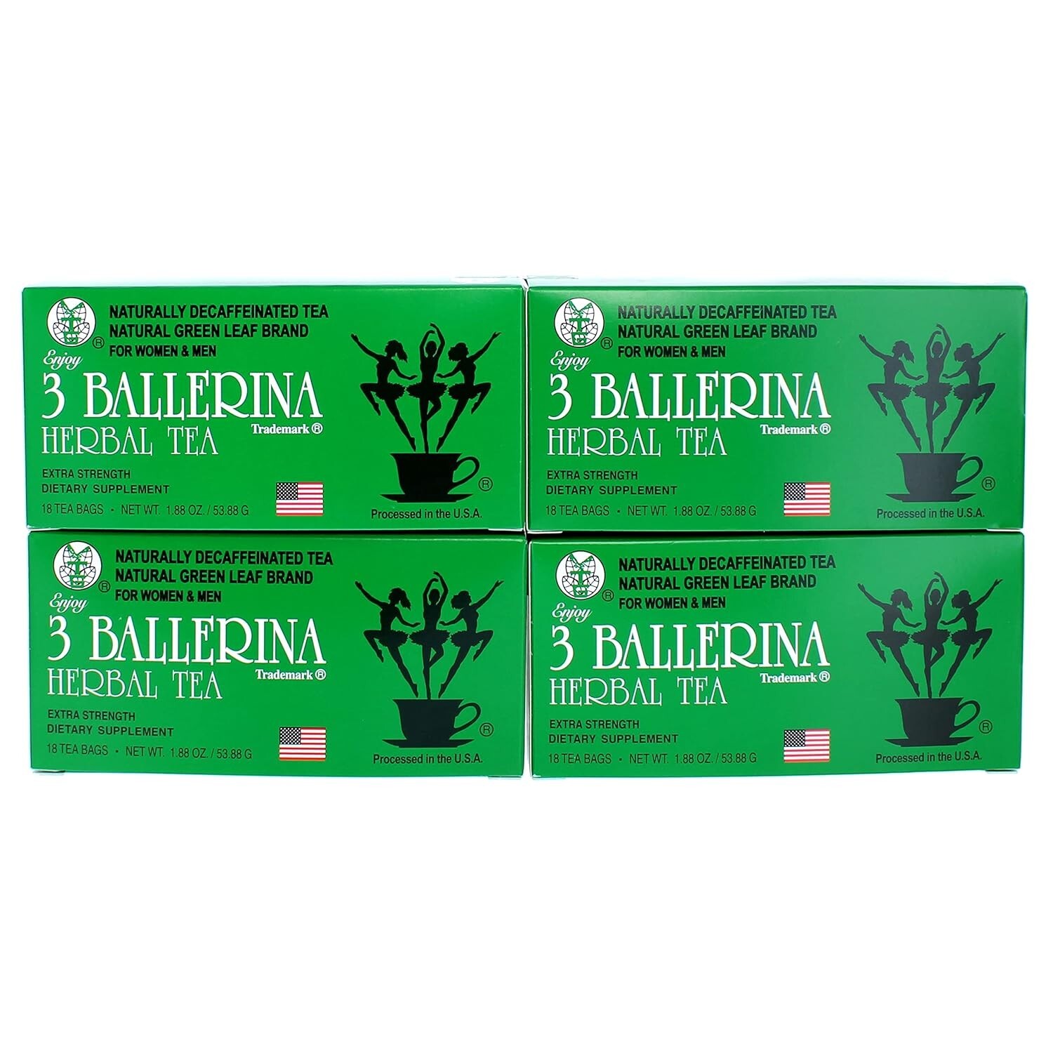 3 Ballerina Herbal Tea Extra Strength Dietary Supplement 18 Count (Pack of 4)