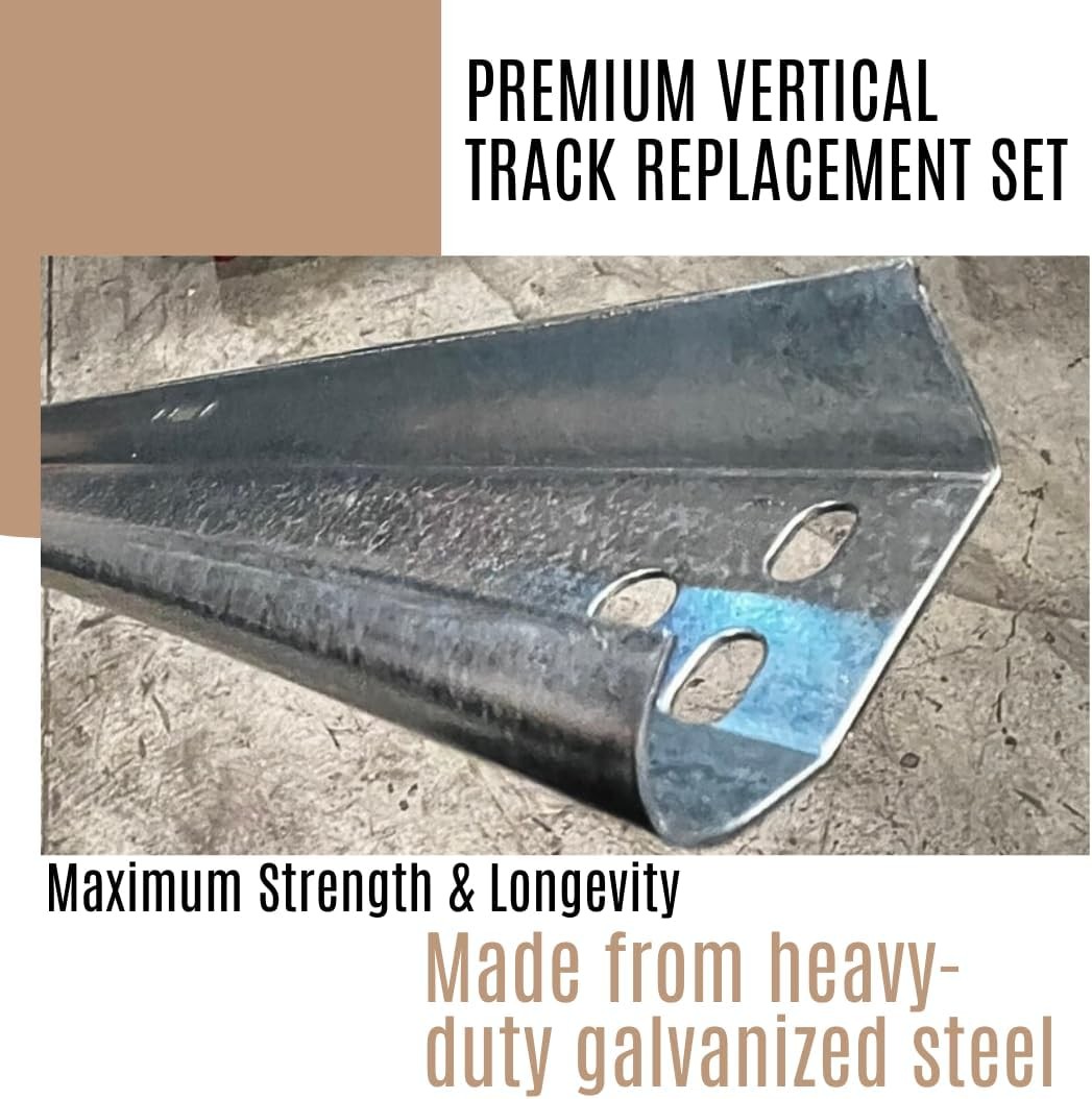 Garage Door Vertical Track Replacement Set, 76in, Fits 2in Rollers