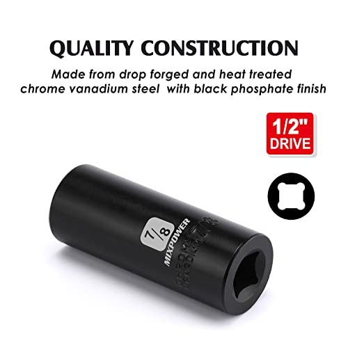 1/2-Inch Drive Deep Impact Socket – 7/8 Inch, SAE, CR-V, Deep, 1/2″Dr. 22.23 mm