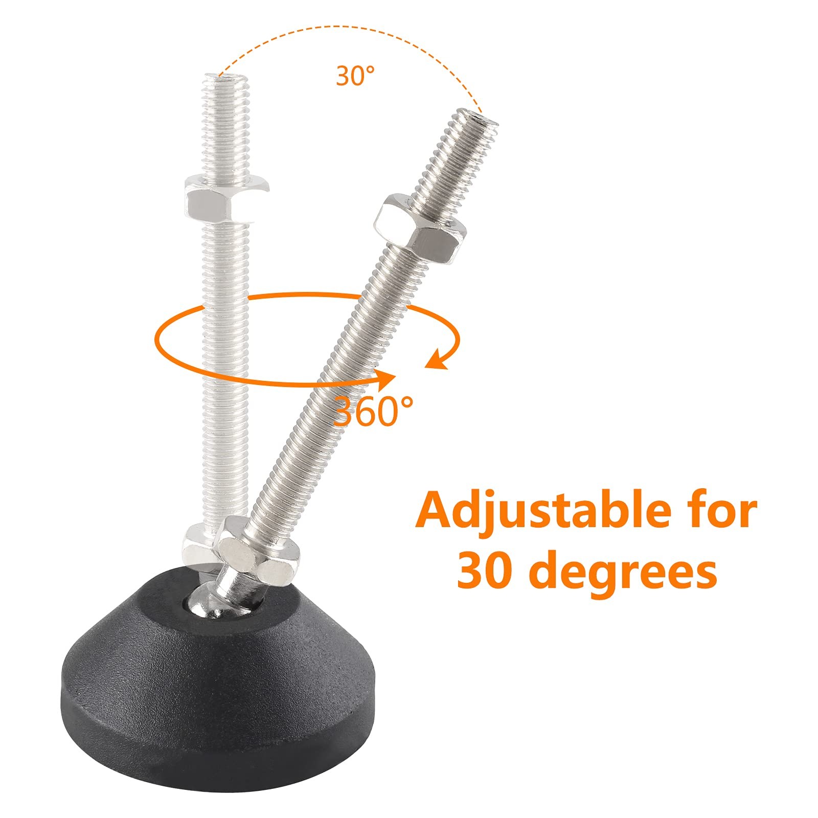 Jiozermi 4 Pcs Adjustable Leveling Width: 1.9 inches, Height: 3 Black