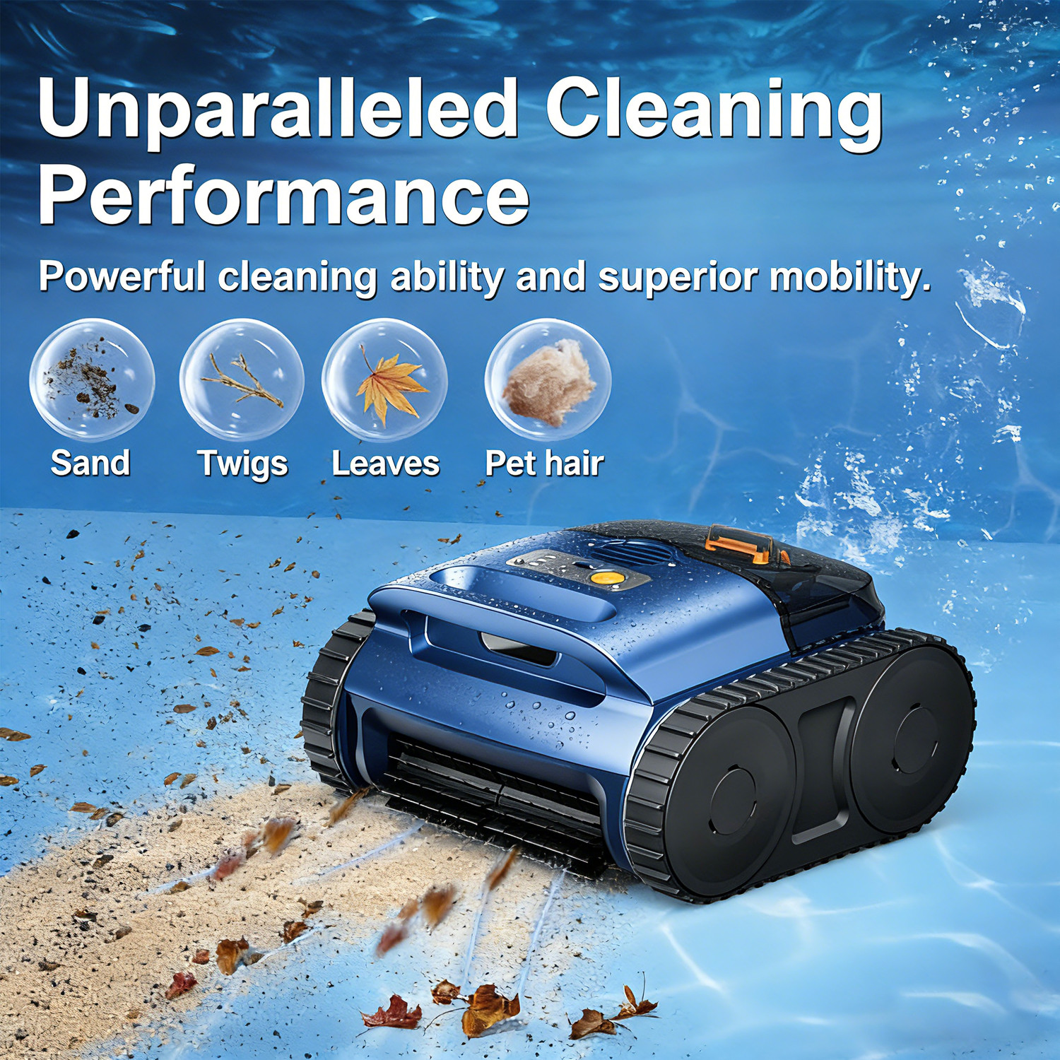 Cordless Robotic Pool Cleaner, 180Min Runtime, Dual Motors, 7800mAh Batter