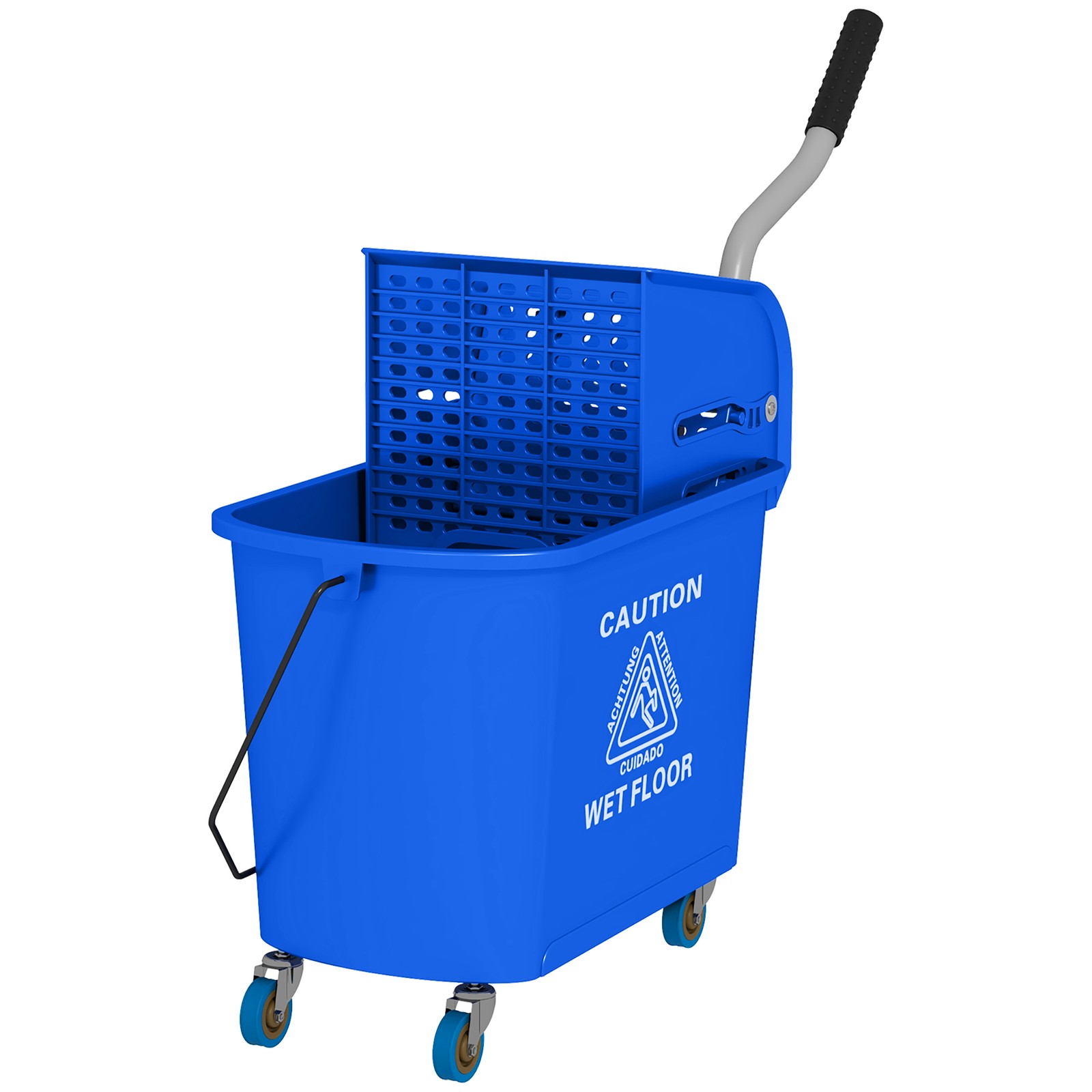 HOMCOM Mop Bucket with Wringer on Wheels for Floor Cleaning 21 Quart Blue