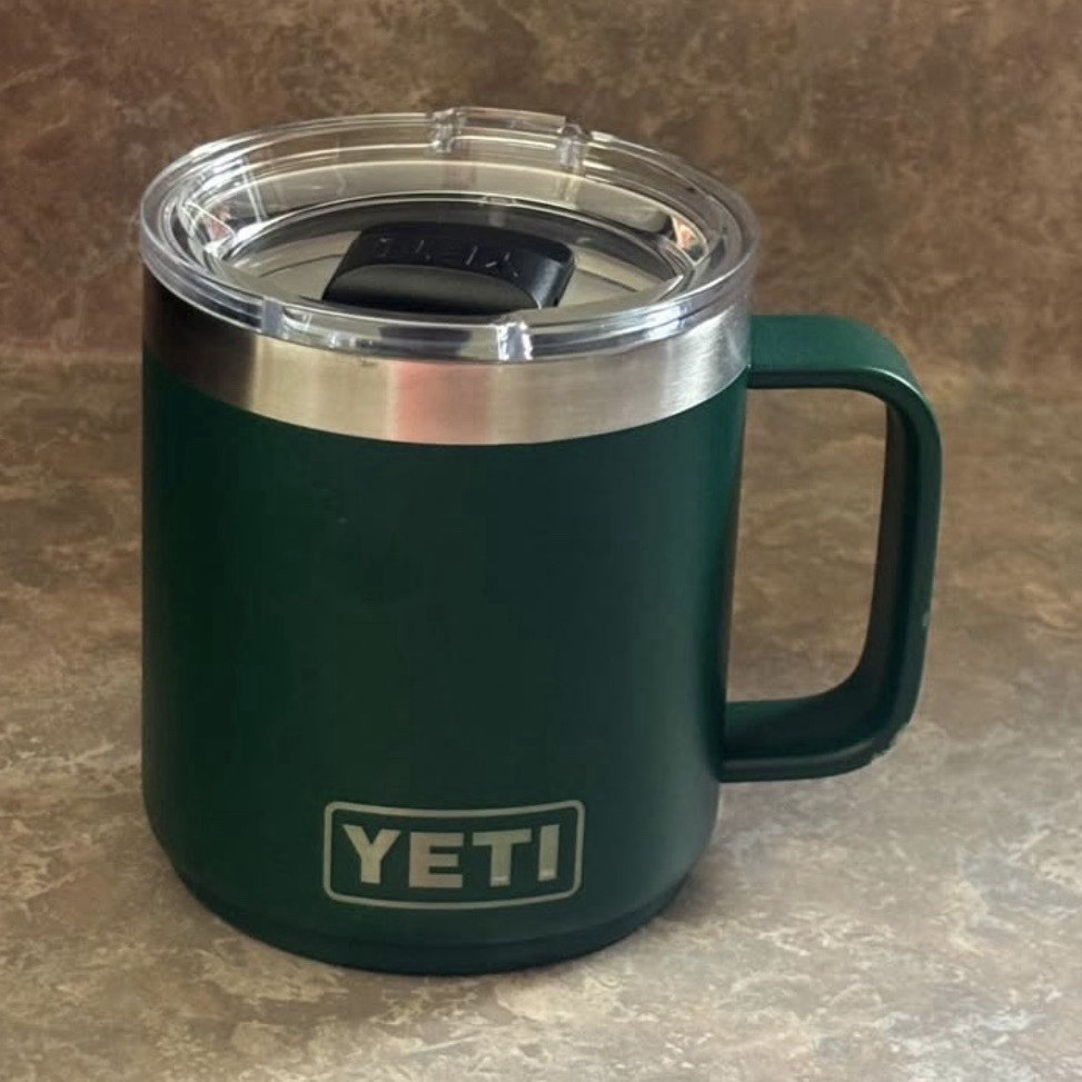 YETI Rambler 10 oz Stainless Steel Insulated Mug w/ Handle Slide-Lock Lid Green