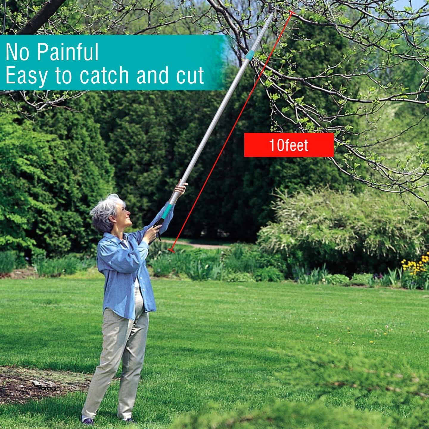 Tree Pruner Extendable, Tree Trimmers Long Handle Pruner, Extra Length to 10Ft,