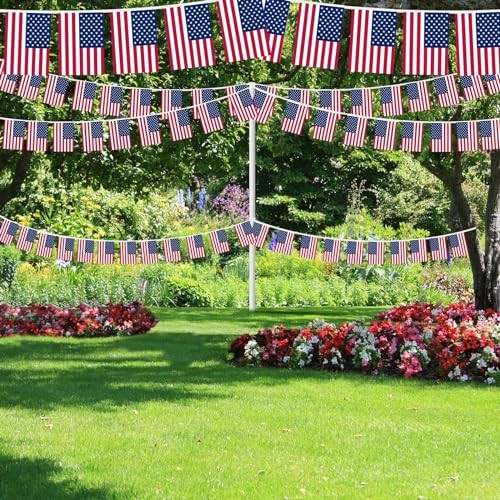 33 Ft String Flags Banner for USA 250 Years 5.51×8.26 in-30 Pcs American