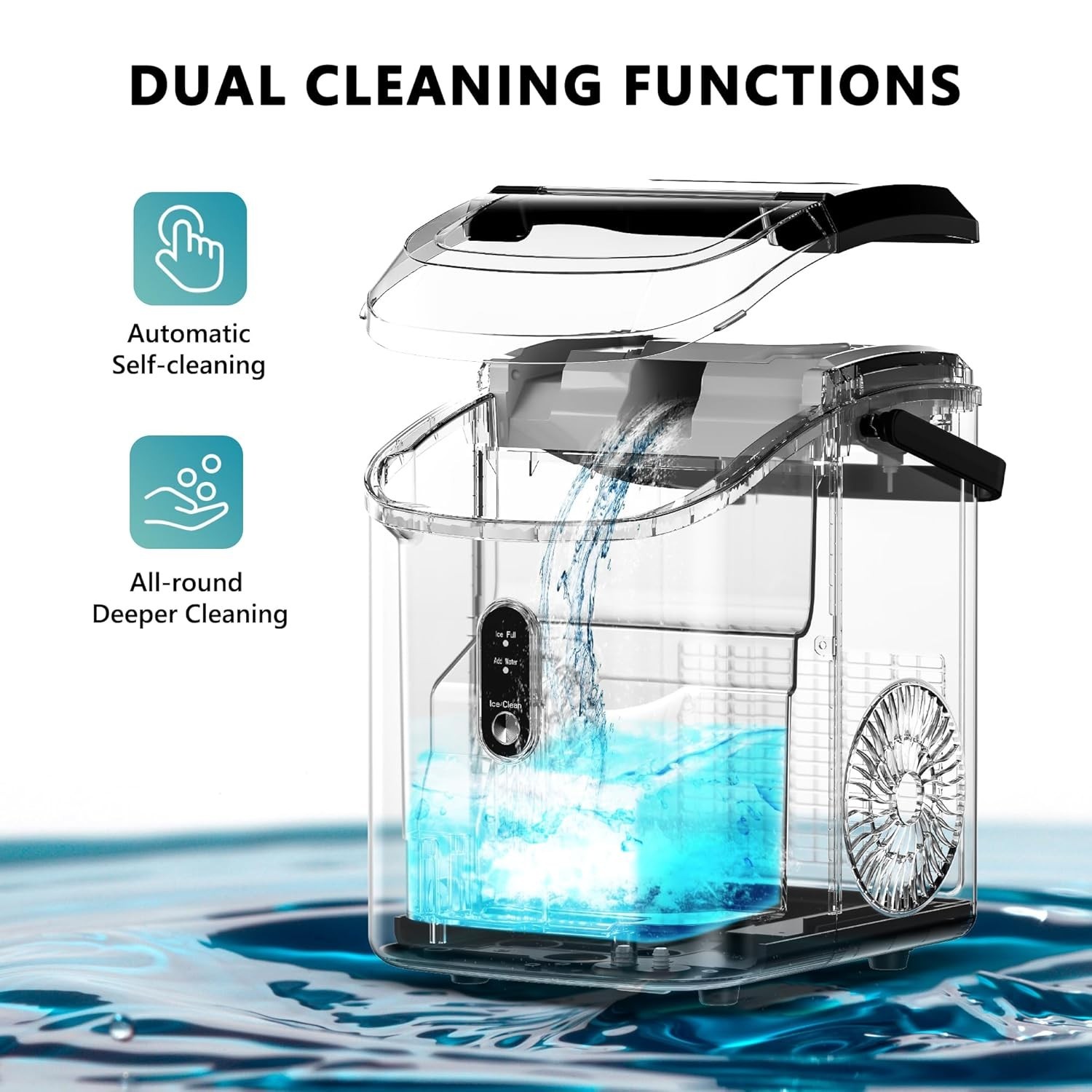 Compact Nugget Ice Maker – 34lbs Daily Capacity, Quiet, and Certified Safety