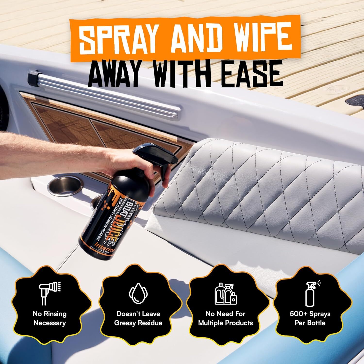 2In1 Interior Boat Cleaner & Protectant Spray | Vinyl Boat Seat Cleaner + Cerami