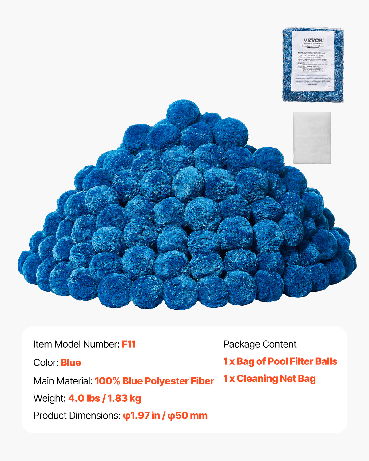 Pool Filter Balls for Sand Filter Pump Swimming Pool 4 lbs Reusable Blue