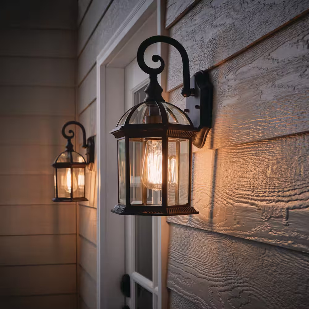 Wickford 15.4 In. 1-Light Weathered Bronze Hardwired Outdoor Wall Light Lantern