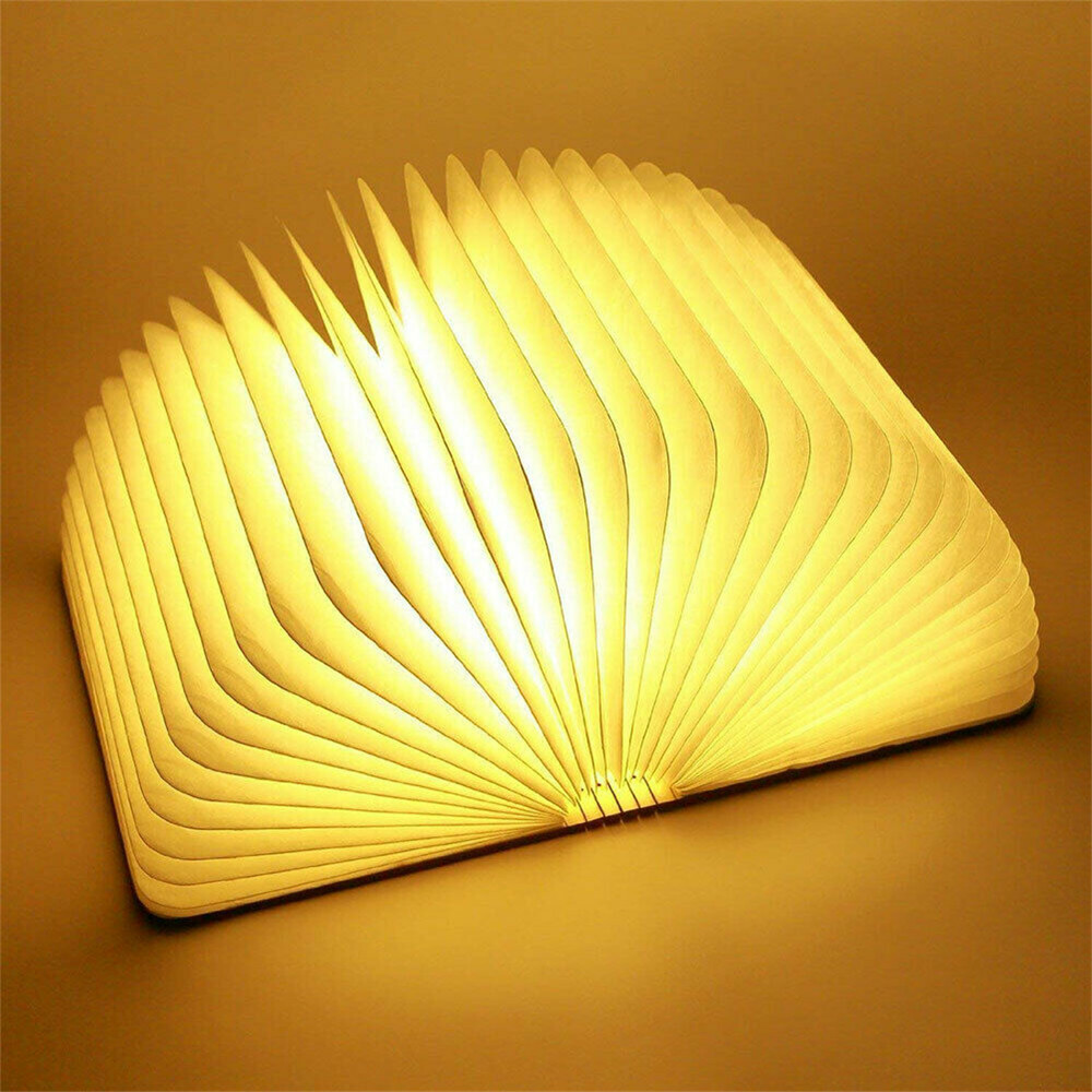 Novelty Portable Folding Wooden Book Lamp USB Rechargeable Desk Night Light New