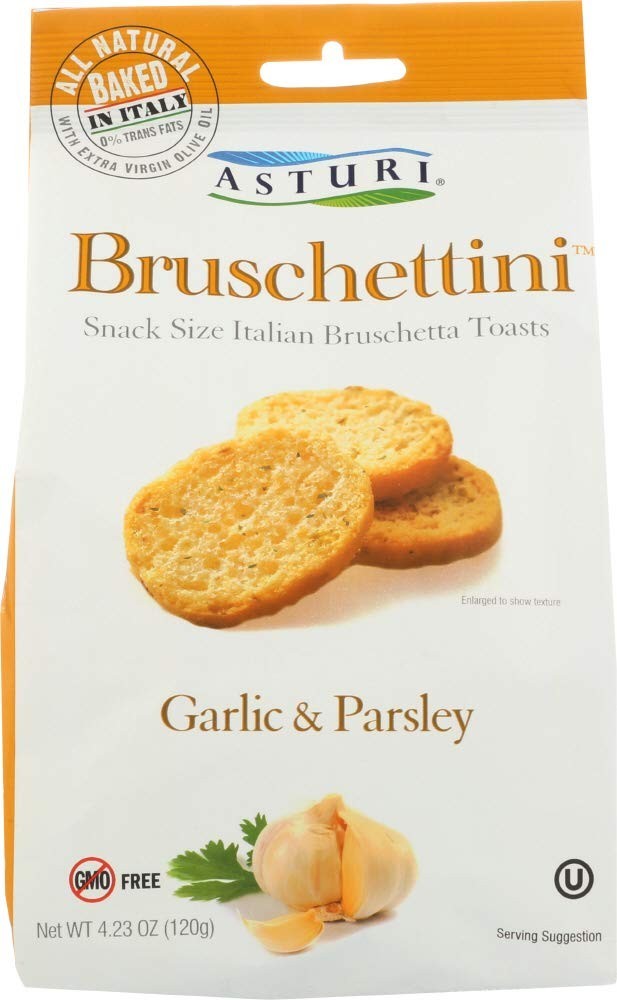 Italian Garlic & Parsley Bruschetta Toasts – Snack Size, 12 Bags, 4.23 oz Each