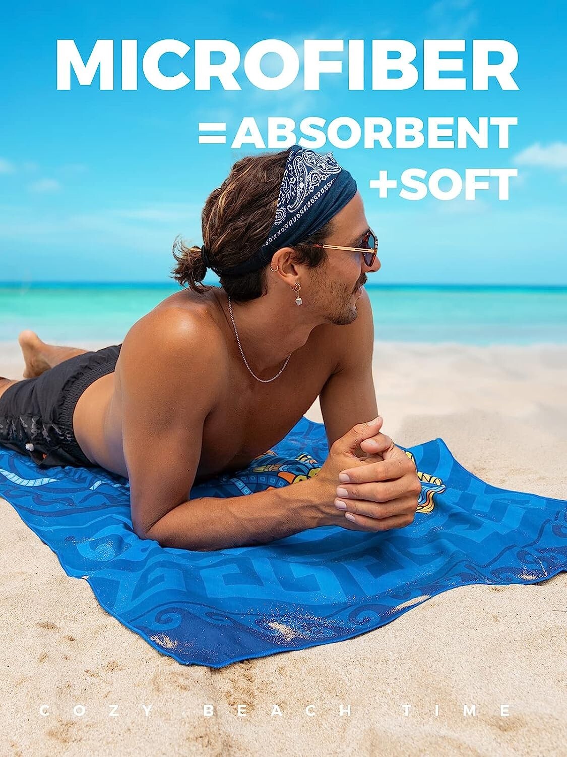 NEW! OCOOPA Microfiber Beach Towel Fast Drying Oversize Ocean Sand Free Outdoor