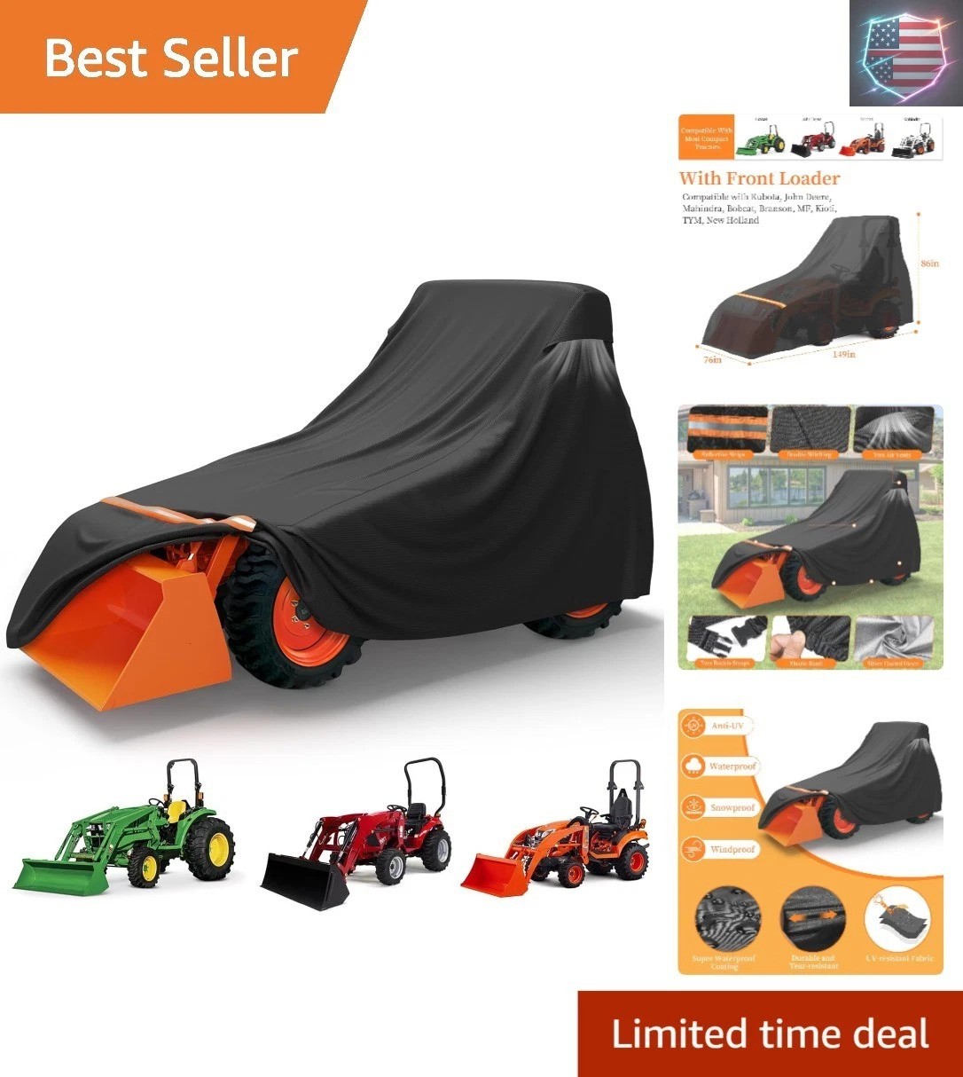Full Tractor Cover Waterproof Heavy Duty, Universal Fits Most Compact Utility…