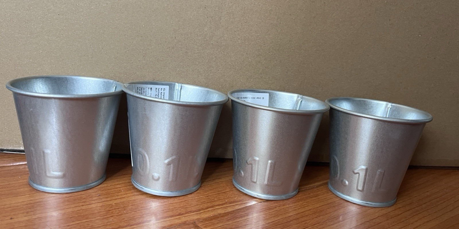 Set of 4 Ikea ÅKERBÄR Plant pot, indoor/outdoor/galvanized, W2.75″ * H2.5″