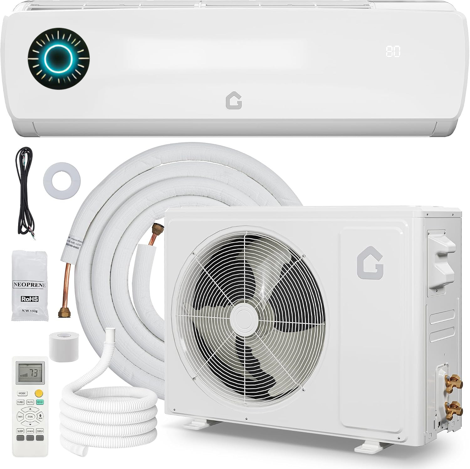 12,000 BTU Mini Split AC/Heating System 19 SEER2 230V Ductless Split-System …