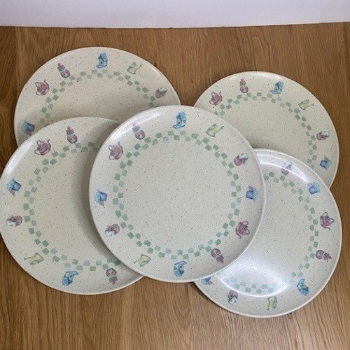 Unbranded Melamine Plates Unisex 10in Cream Good Garden Birdhouse Lot of 5